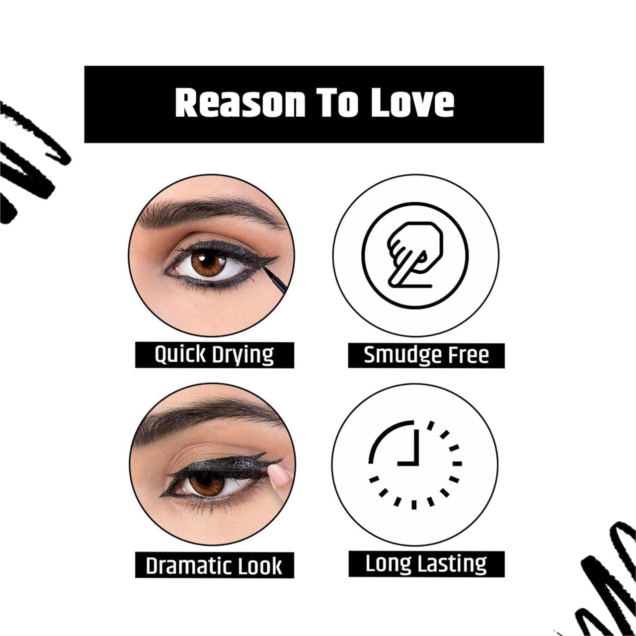 Seven Seas Dark Line Eye Liner Waterproof Liquid Black Eyeliner | Smudge Proof Transfer Proof | Eye Liner for Eye Makeup | Black, 5ml