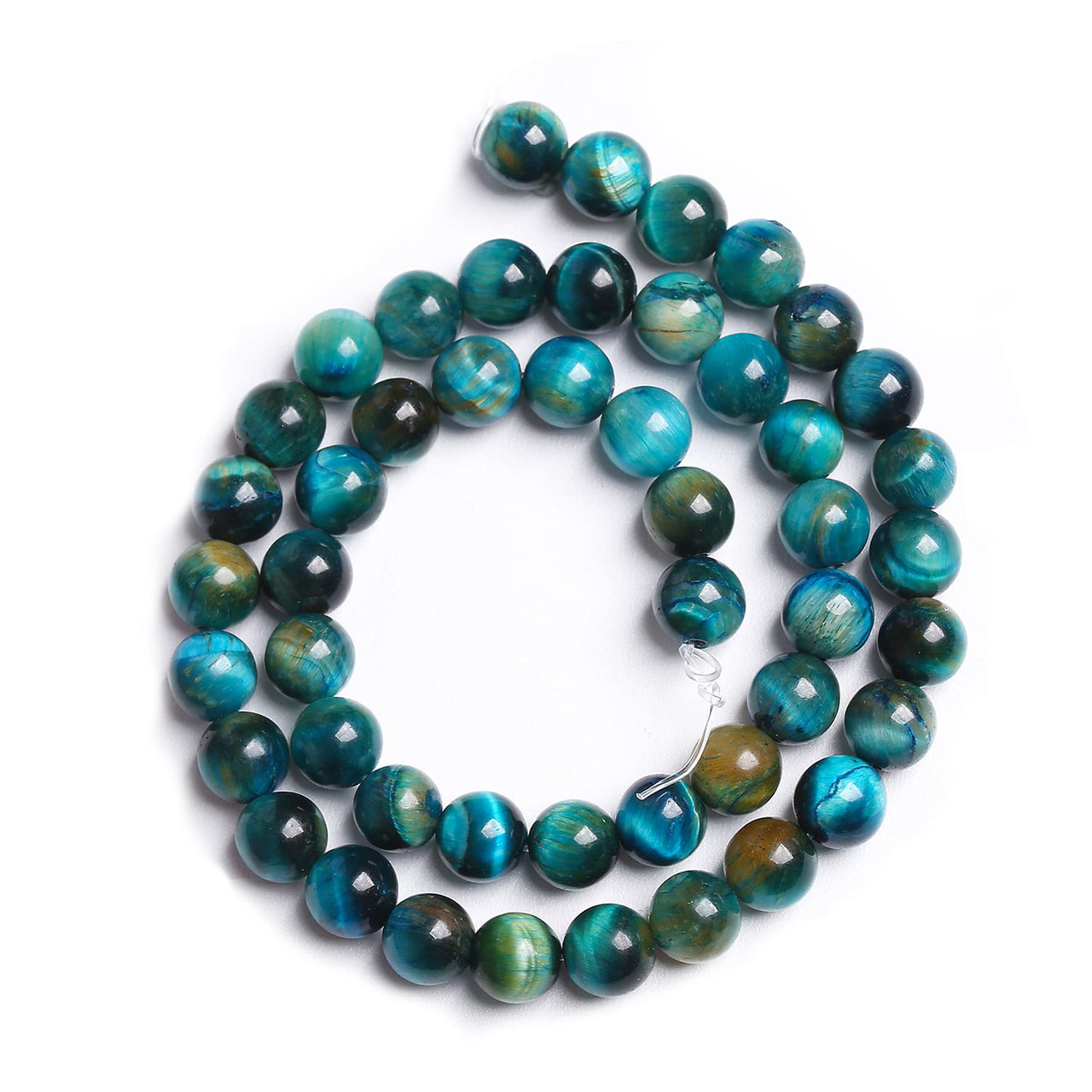 6mm 60PCS Peacock Blue Tiger Eye Stone Beads Natural Crystal Spacer Loose Beads for Jewelry Making DIY Bracelet Semi Precious Energy Healing Power 1 Strand 15 inches 6mm