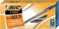 BIC Cristal Xtra Bold Ballpoint Pen, Bold Point (1.6mm) For Vivid And Dramatic Lines, Blue, 24-Count