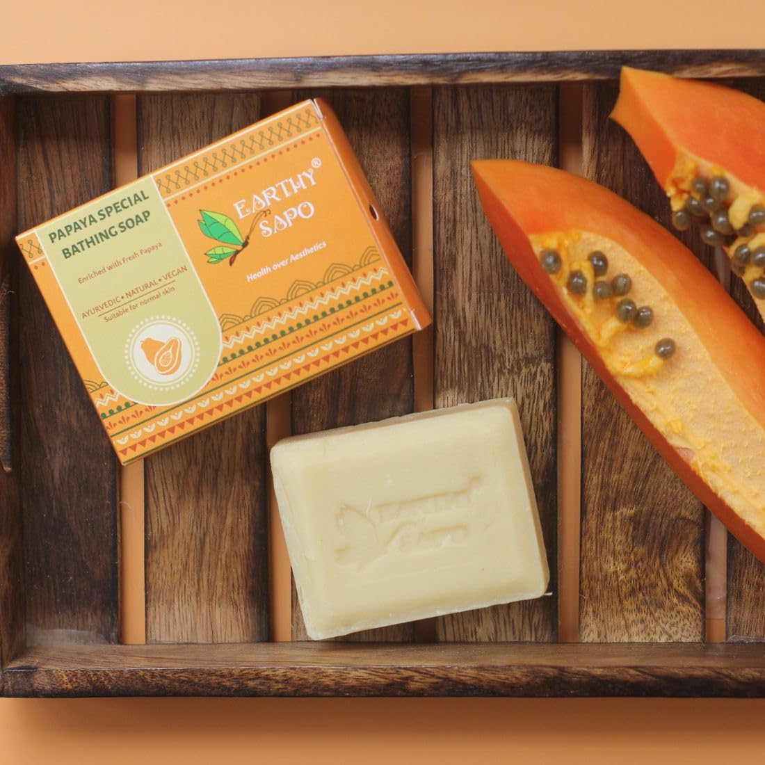 Earthy Sapo Handmade Papaya Special Bathing Soap, 100g