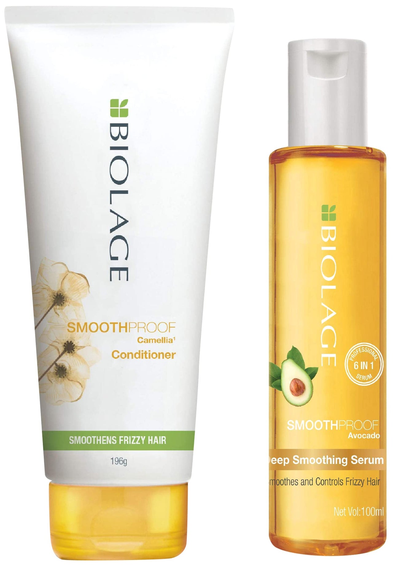 Biolage Smoothproof Floral Conditioner|Paraben Free| Provides Humidity Control & Anti-Frizz Smoothness |For Frizzy Hair & Smoothproof Deep Smoothing 6-In-1 Professional Hair Serum,1 Count