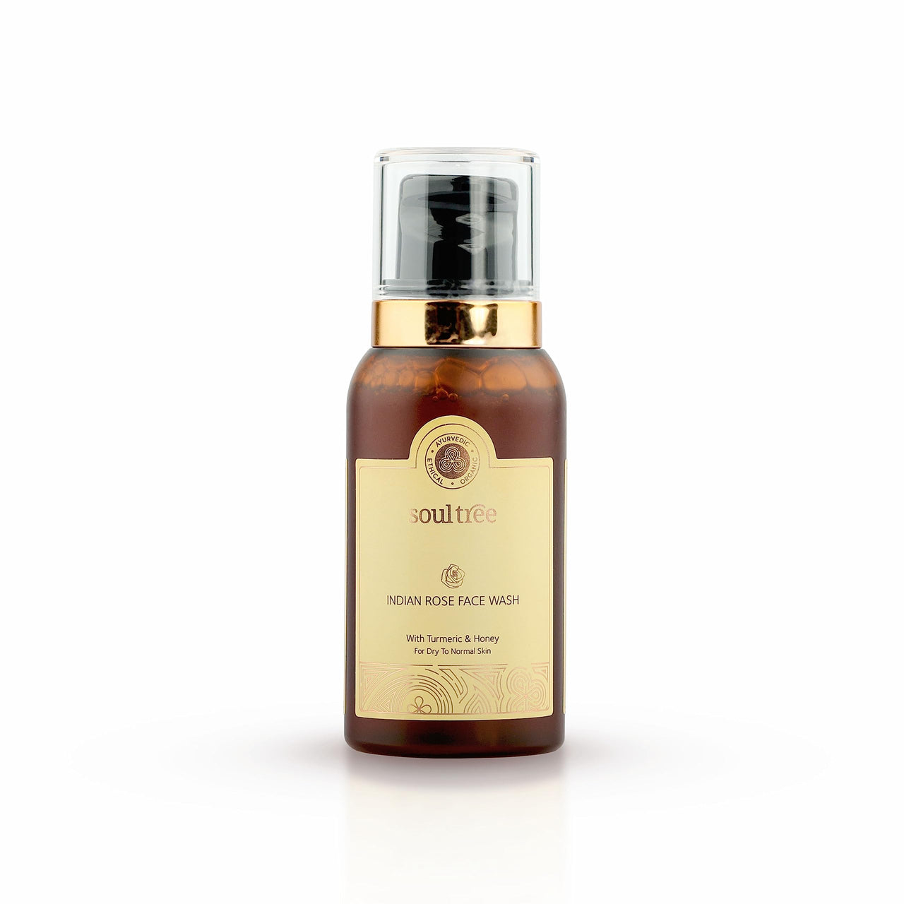 SoulTree Ayurvedic Indian Rose Face Wash With Turmeric & Honey For Dry to Normal Skin - Heals and Prevents Blemishes, Deeply Hydrates, and Nourishes Naturally-120ml