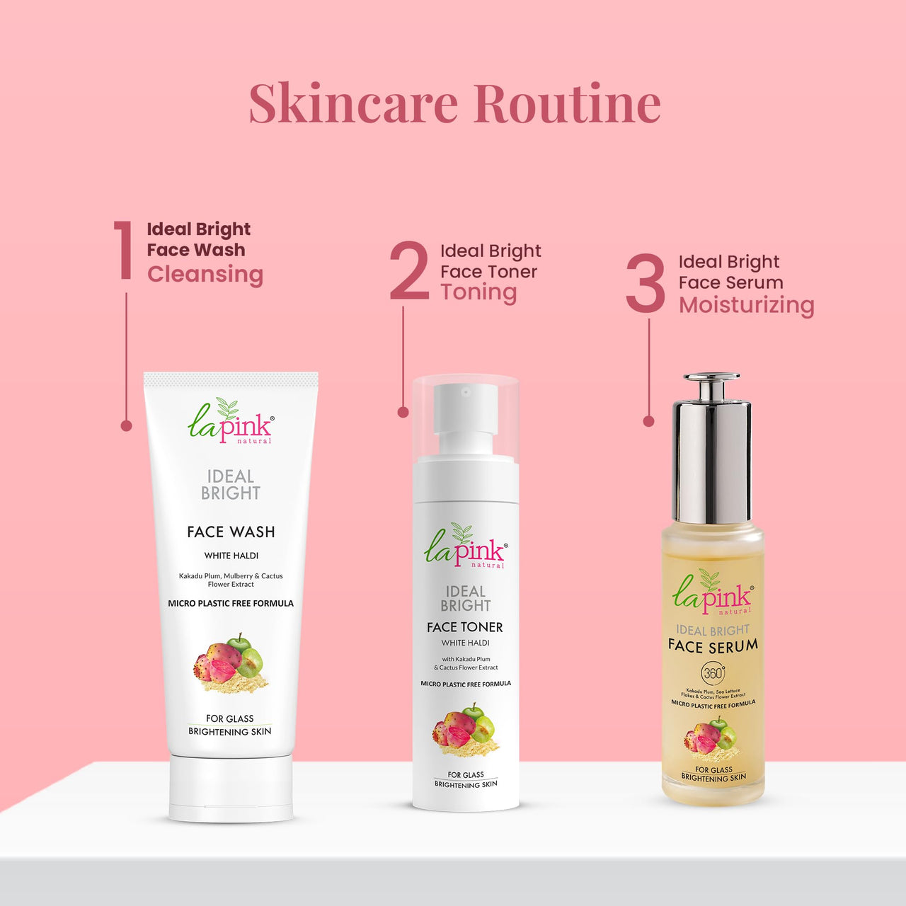 La Pink Ideal Bright Face Wash | Boosts Radiance & Improves Texture | Reduces Pigmentation & Dark Spots | Hydrating, & Soap-Free | With Kakadu Plum, Mulberry & Cactus Flower | 100% Microplastic-Free | All Skin Types | 100ml