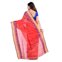 dB DESH BIDESH Women`s Traditional Bengal Tant Woven Minakari Kolka Design Pure Handloom Cotton Saree Without Blouse Piece