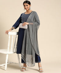 LookMark Womens Art Silk Kurta and Pant Set with Dupatta