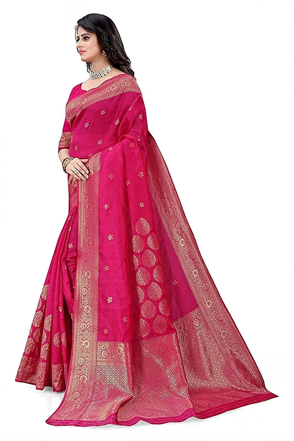 Amazon Brand - Anarva Soft Heavy & Cotton Silk Sarees for women, Beautiful saree free size with unstitched Blouse Piece
