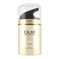 Olay Day Cream Natural White Fairness Moisturiser SPF 24, 50g And Olay Day Cream Total Effects 7 in 1, Anti-Ageing SPF 15, 50g