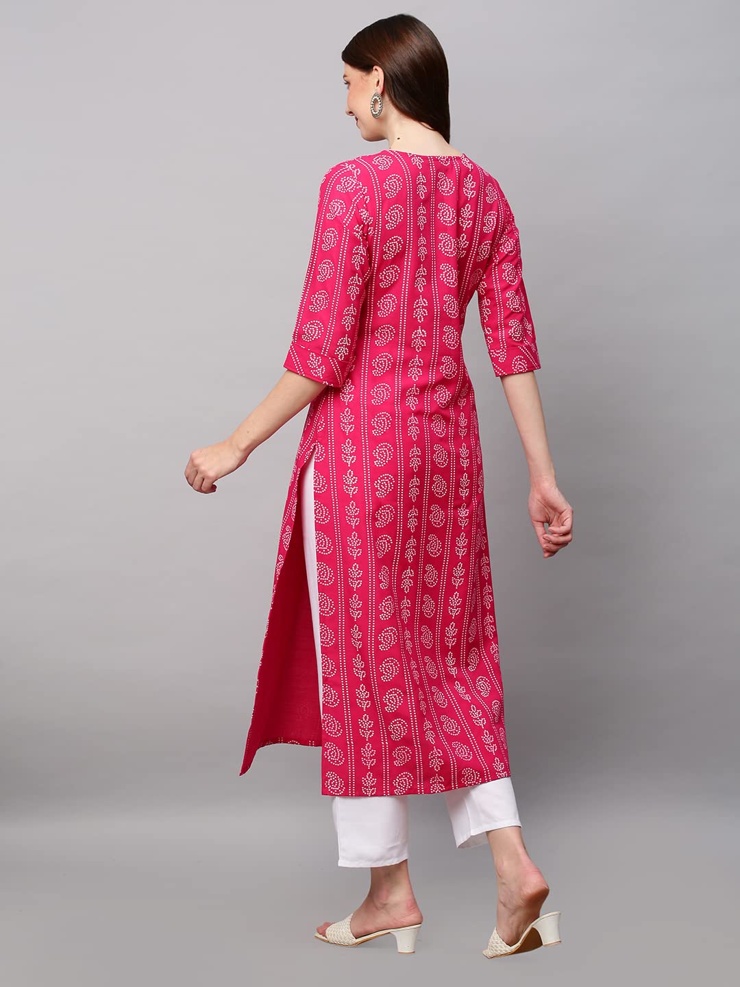 GoSriKi Women's  Cotton Blend Printed Straight Kurta