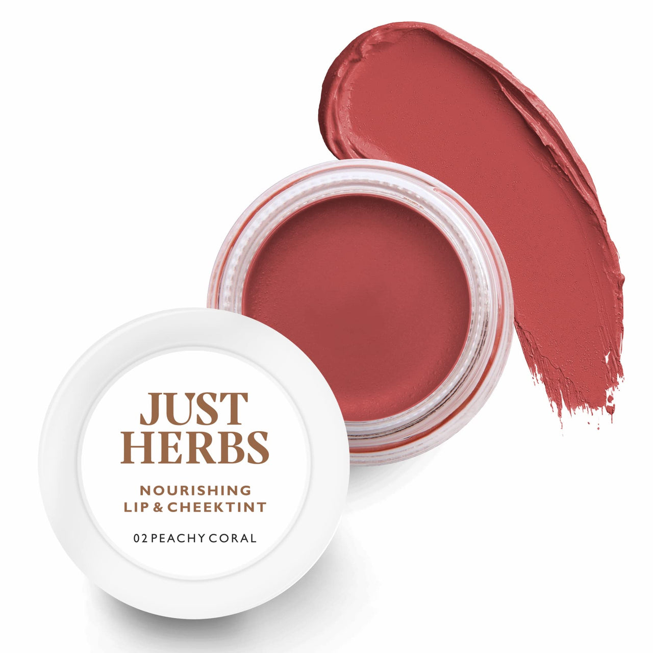 Just Herbs Kumuda - Indian White Water Lily Silicone-Free All Conditioner & Ayurvedic,Natural Lip & Cheek Tint,Blush For Women - Sls,Chemical & Paraben Free - 02 Peachy Coral (Creamy Matte),2 count
