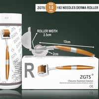 ZGTS Professional Gold Plated 192 Needles Titanium Alloy Derma Roller, Gold, 1.0 mm
