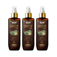 WOW Skin Science 100% Pure Castor Oil - Cold Pressed - For Stronger Hair, Skin & Nails - No Mineral Oil & Silicones, 200 Ml|Pack of 3