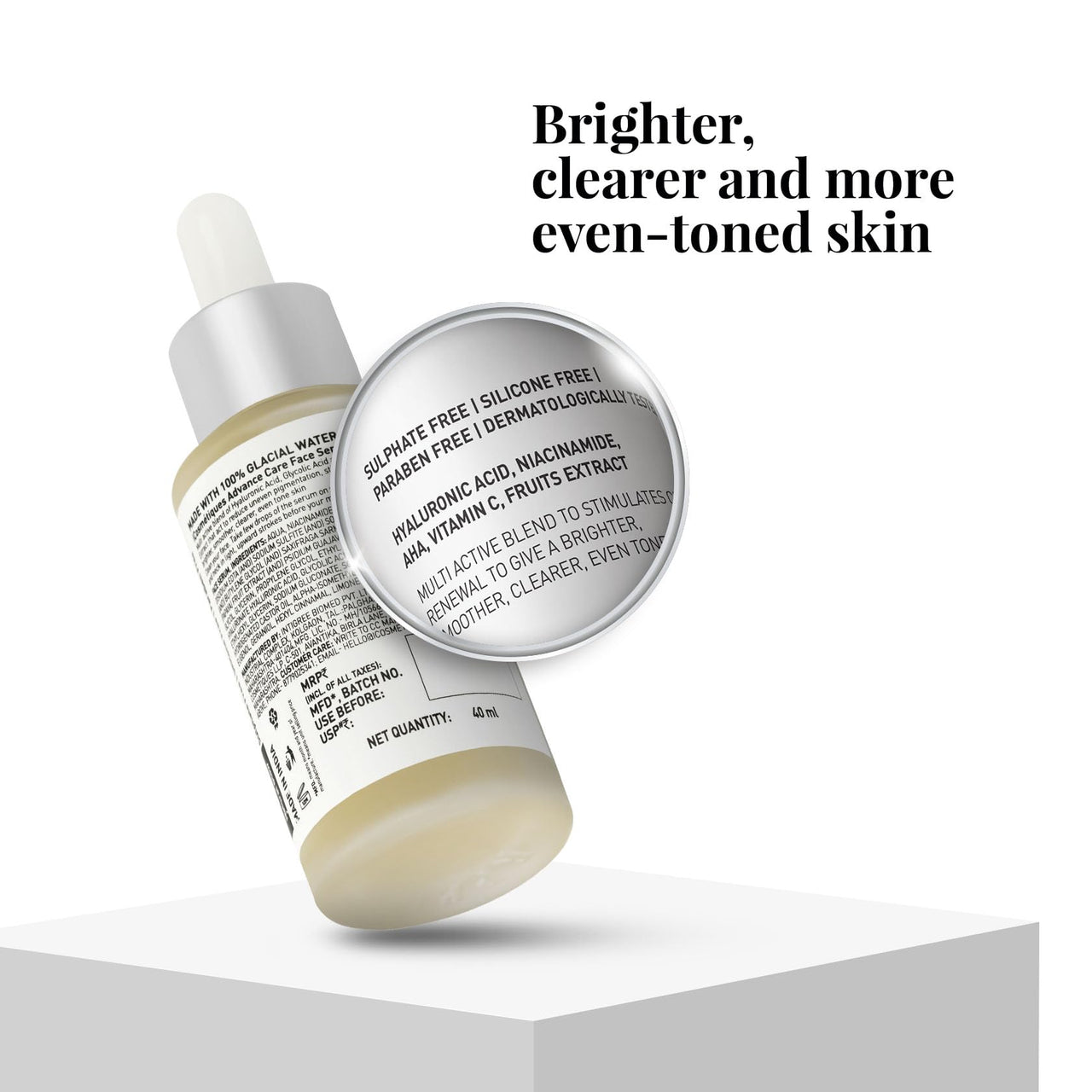 iCosmetiques Radiant Glow Face Serum |Vitamin C, Niacinamide, Hyaluronic Acid & Fruit Extract |Controls Oxidative Damage |Infused with Himalayan Glacial Water |Unisex Advance Care Formula |40ml