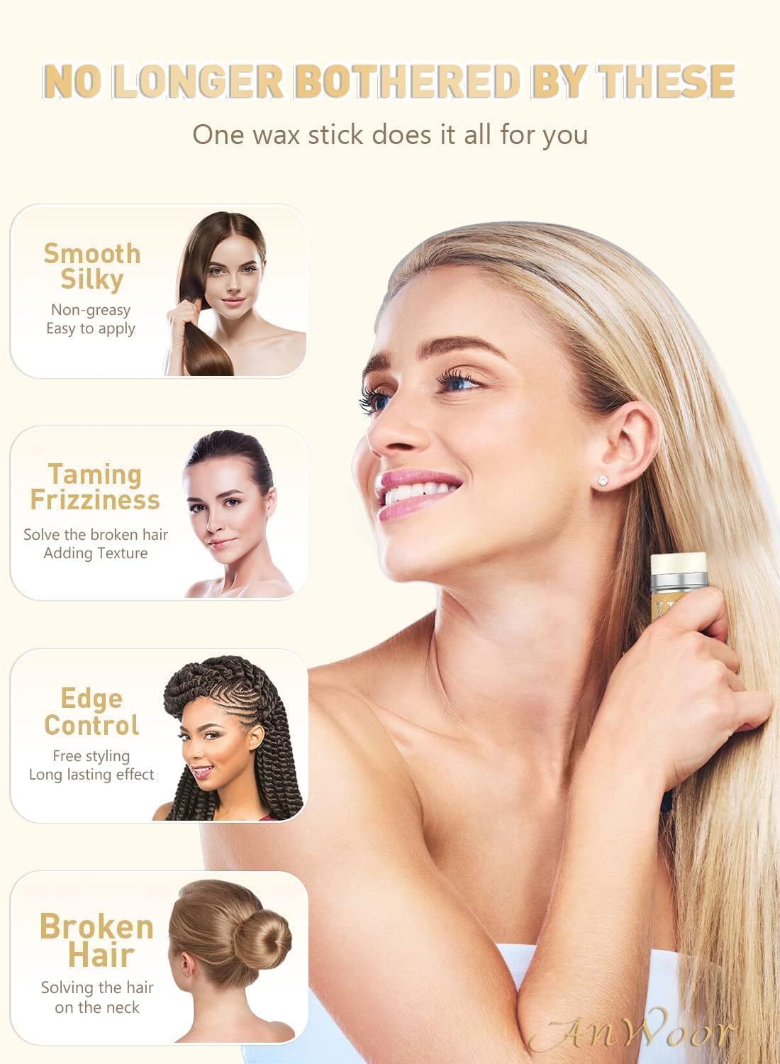 ZUMIE Hair Wax Stick, Flyaway Hair Stick Non-greasy Styling Wax Stick for Hair Finishing Slick Wax Stick Flyaway Edge Frizz Baby Hairs, Hair Pomade Stick for Professional Salon and Home Use (1 PCS)