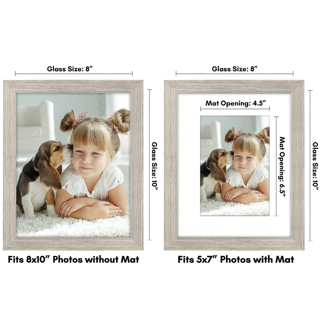 Americanflat 8x10 Picture Frame in Driftwood - Use as 5x7 Picture Frame with Mat or 8x10 Frame Without Mat - Engineered Wood Photo Frame with Shatter-Resistant Glass and Easel for Wall and Tabletop