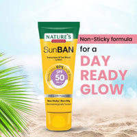 NATURES ESSENCE Sunban Suncreen SPF 50 PA+++ | No White Cast and Broad Spectrum Sun screen | For All Skin Types | Non Greasy | Lightweight | For Men & Women | 60ml