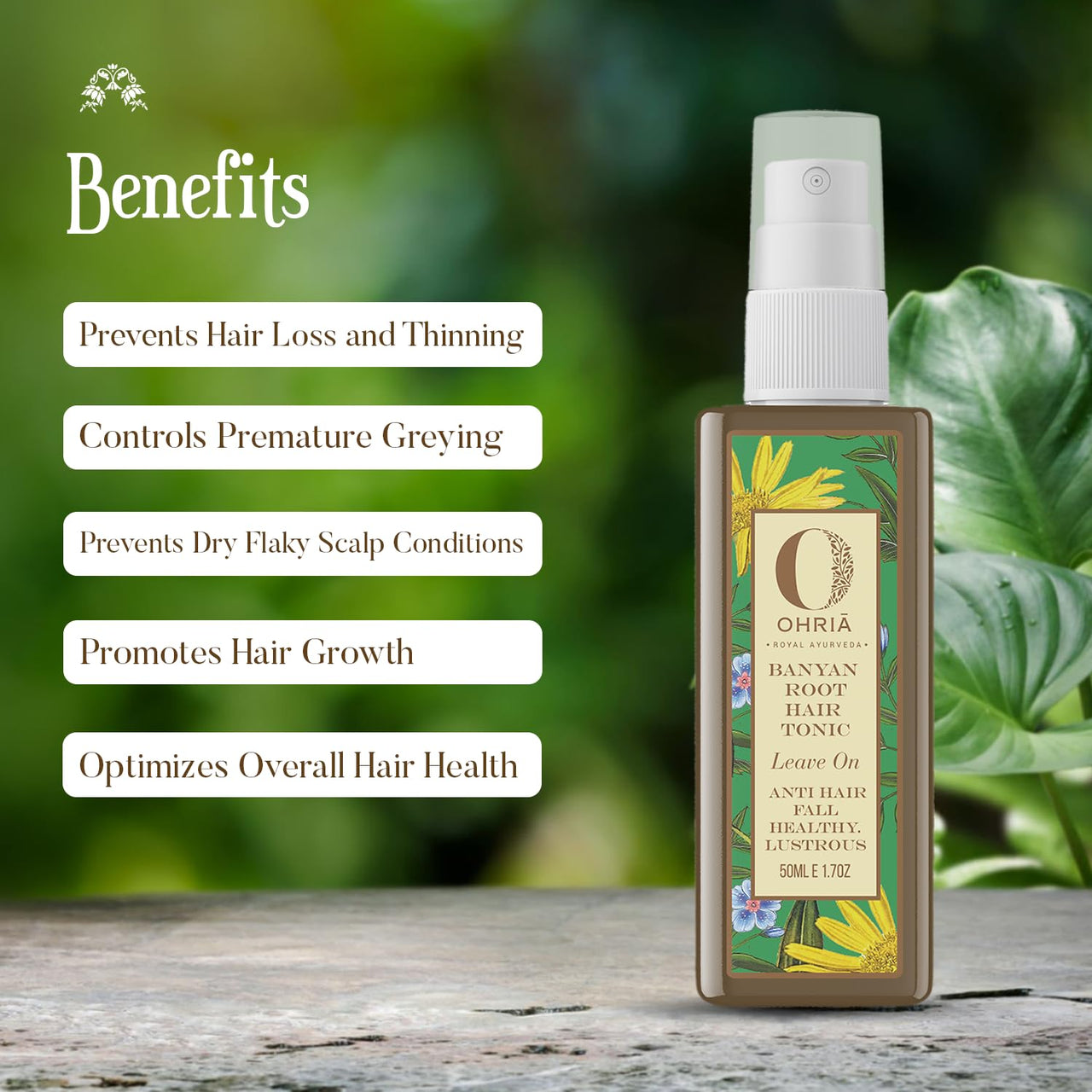 Ohria Ayurveda Banyan Root Ayurvedic Hair Tonic for Hair Fall Control & Growth | With Hibiscus, Brahmi & Natural Herbs | Men & Women| For All Hair Types- 200 ml
