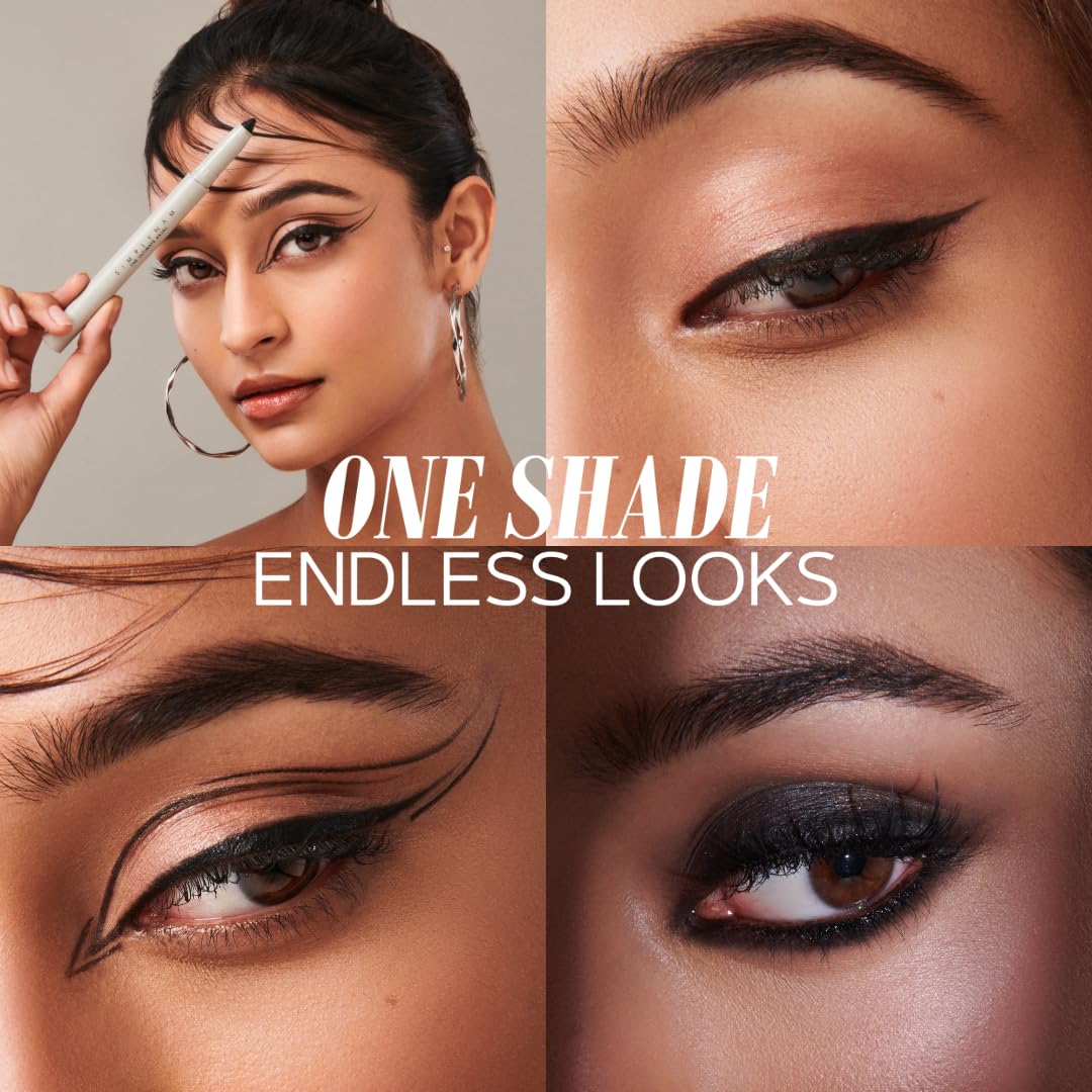 SIMPLYNAM Ultimate Kajal – Ink Black | 1 Stroke Intense Color Payoff | Water & Sweat-Resistant | Long-Lasting & Smudge-Proof | Safe for Sensitive Eyes | 7X More Product | In-Built Sharpener & Smudger