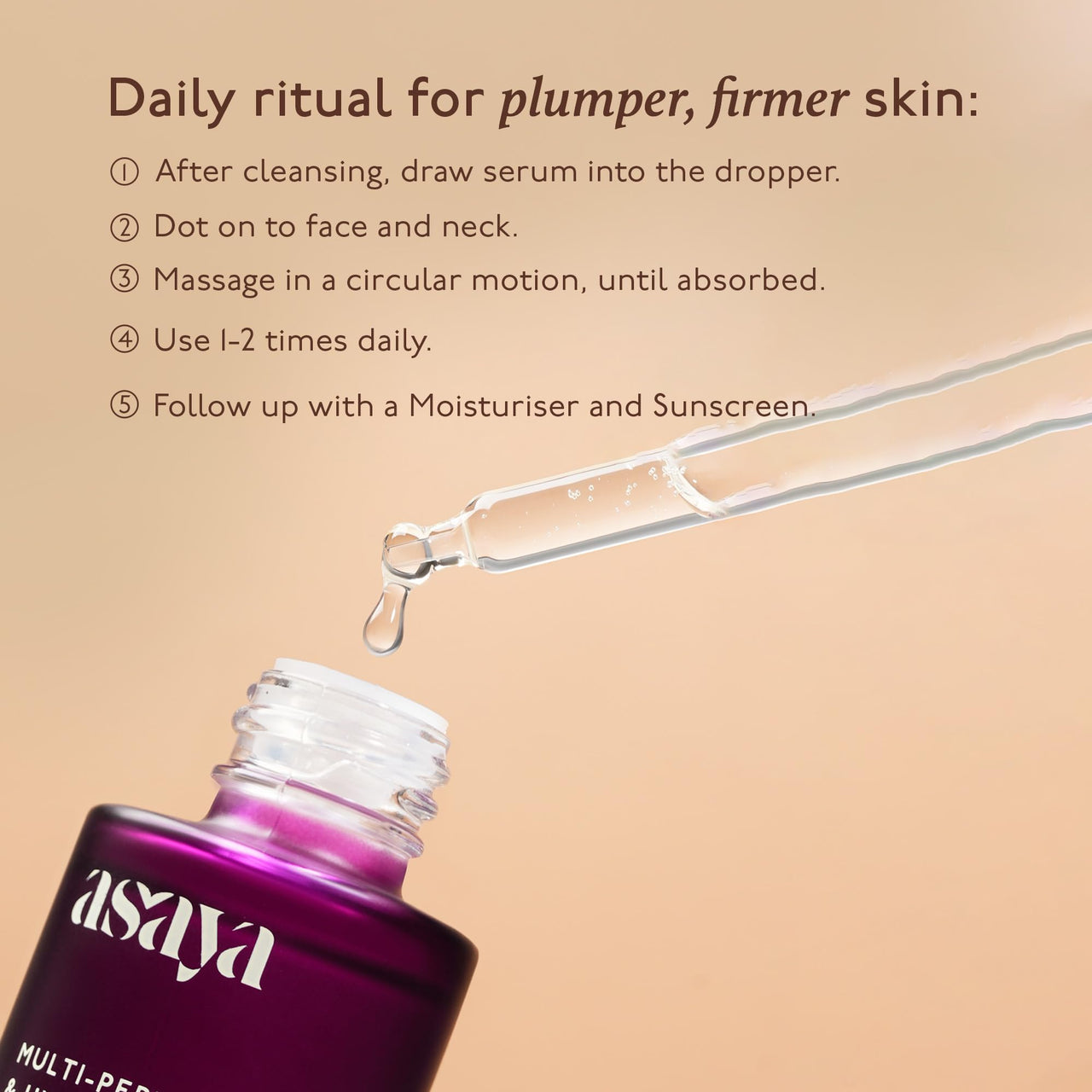 Asaya Multi Peptide Face Serum with Hyaluronic Acid | Collagen Boosting, Hydrating Overnight Repair Serum | Advanced Anti-Aging Formula | Skin Renewal Boosting Facial Essence | Reduces Fine Lines & Wrinkles | Glowing Skin | Face Serum | 5% Tripeptide Comp