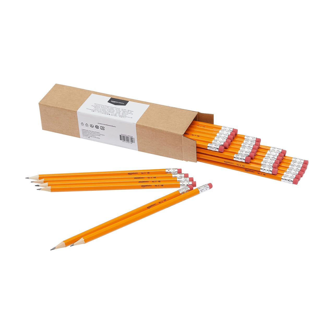 Basics Woodcased #2 Pencils, Pre-sharpened, HB Lead, 30 count, Orange 30 Count (Pack of 1)