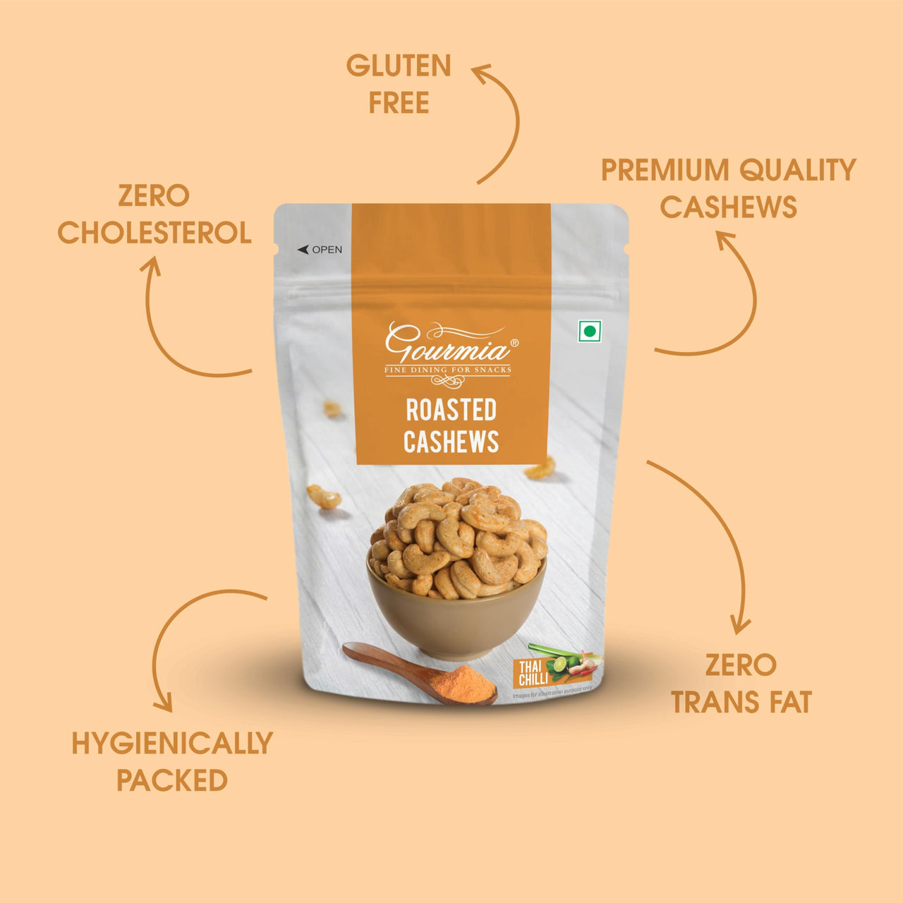 Gourmia Roasted Cashews Thai Chilli 150g