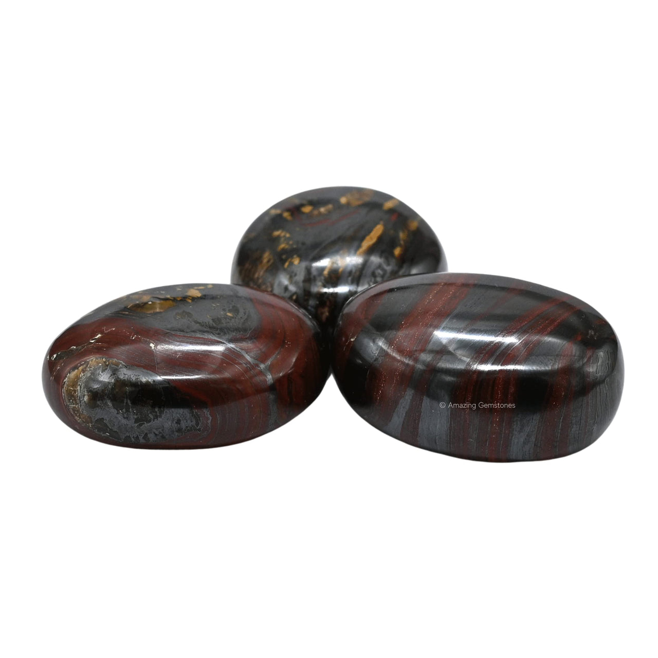 Tiger Iron Palm Stone - Hot Massage Worry Stone for Natural Body Chakra Balancing, Reiki Healing and Crystal Grid Tiger Iron