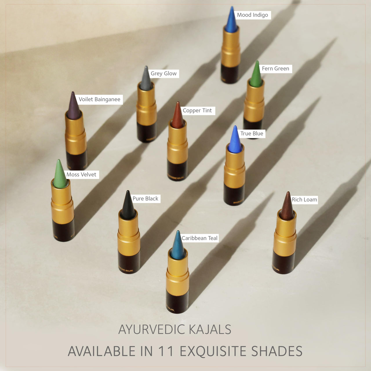 SoulTree Ayurvedic Kajal | Fern Green Kajal 001 | Green Shade| Enriched with 100% Organic Ghee, Almond Oil & Camphor | Soothe, Cool & Nourish Eyes | 3gm