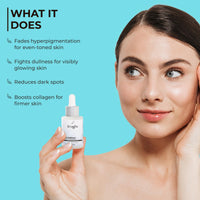Truglw 10% Vitamin C Serum for Face, Hydrates Dry Skin with 1% Hyaluronic Acid, 5% Niacinamide, Brightens Dull Skin, Fades Dark Spots, Reduces Pigmentation, For Sensitive and Acne-Prone Skin - 30ml