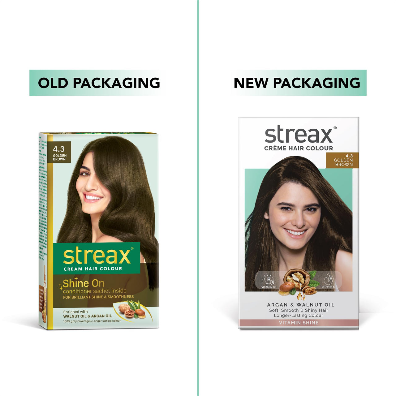 Streax Permanent Hair Colour, 100% Grey coverage, Infused with Argan and Walnut Oil, Long Lasting Cream Hair Colour for Women, Brown Hair Colour, 4.3 Golden Brown, 120 ml, Pack of 1