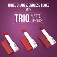 Hilary Rhoda Matte Trio Lipstick | Matte Finish & Long Lasting Lipstick | Pack of 3 Lipsticks | Highly Pigmented & Glides Smoothly | Vegan & Cruelty-Free - (Nude-Mood Trio, 3g x 3U)