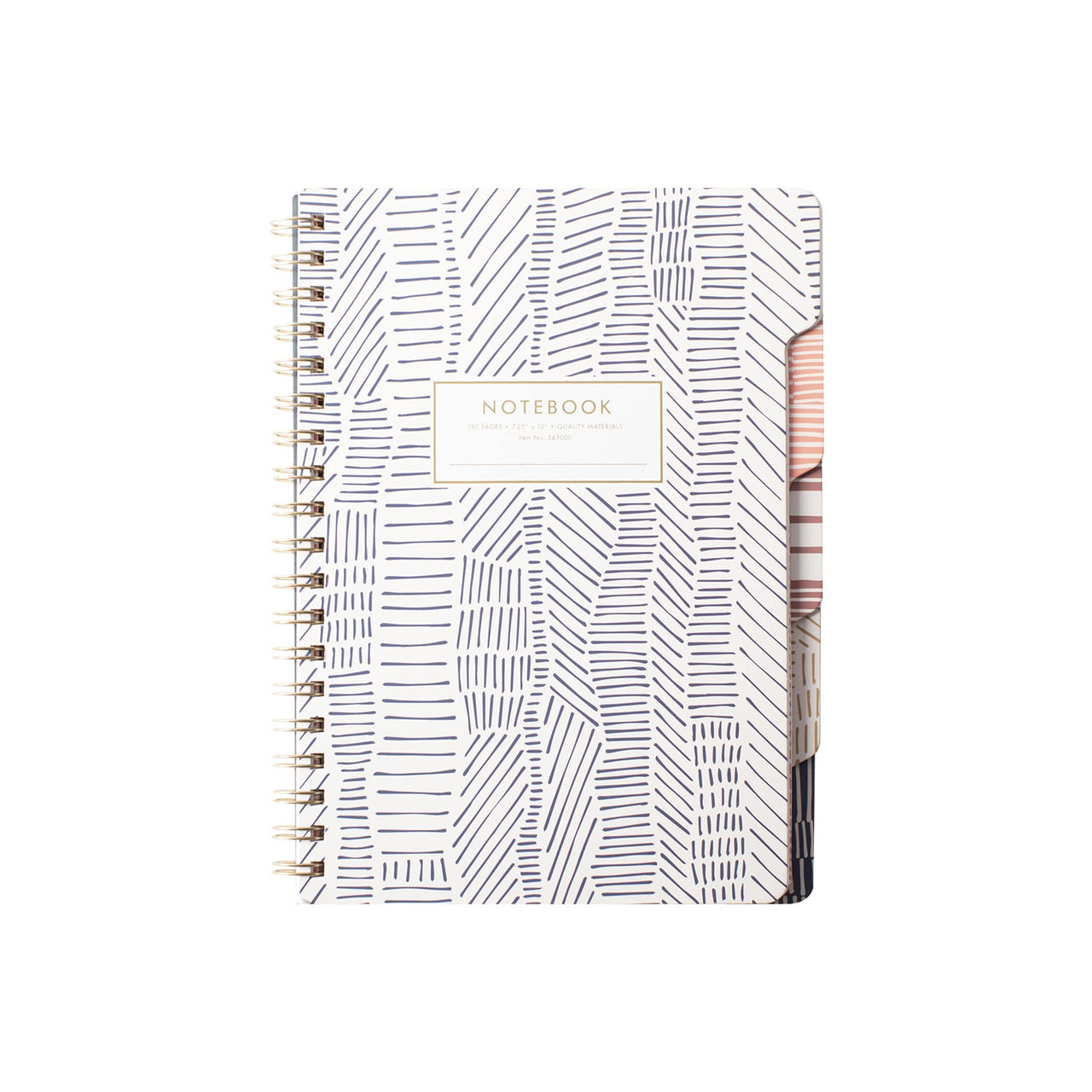 Fringe Studio Large Tab Notebook,Tribal Lines, Flexible Paperback Cover, College Ruled, 5 Subject/Die-Cut Dividers, 7.25" X 10", 180 Lined Pages (343007), Multicolor Tribal Lines