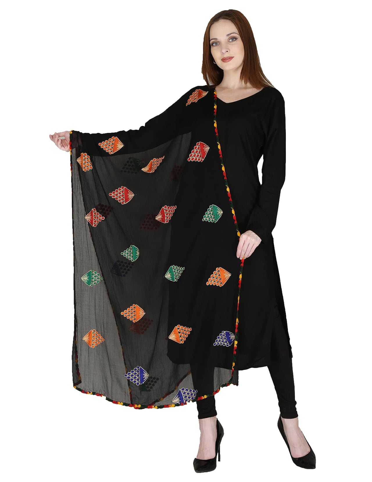 DIAMO Embroidered Chiffon Women's  Dupatta