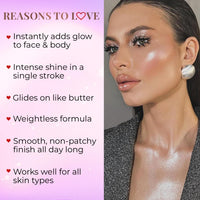 Just Herbs Born To Shimmery Golden Glow Smooth | Portable | Moisturises & Hydrates infused with Shea Butter and Cica Single Stroke All Day Long Highlighter for Women 14g