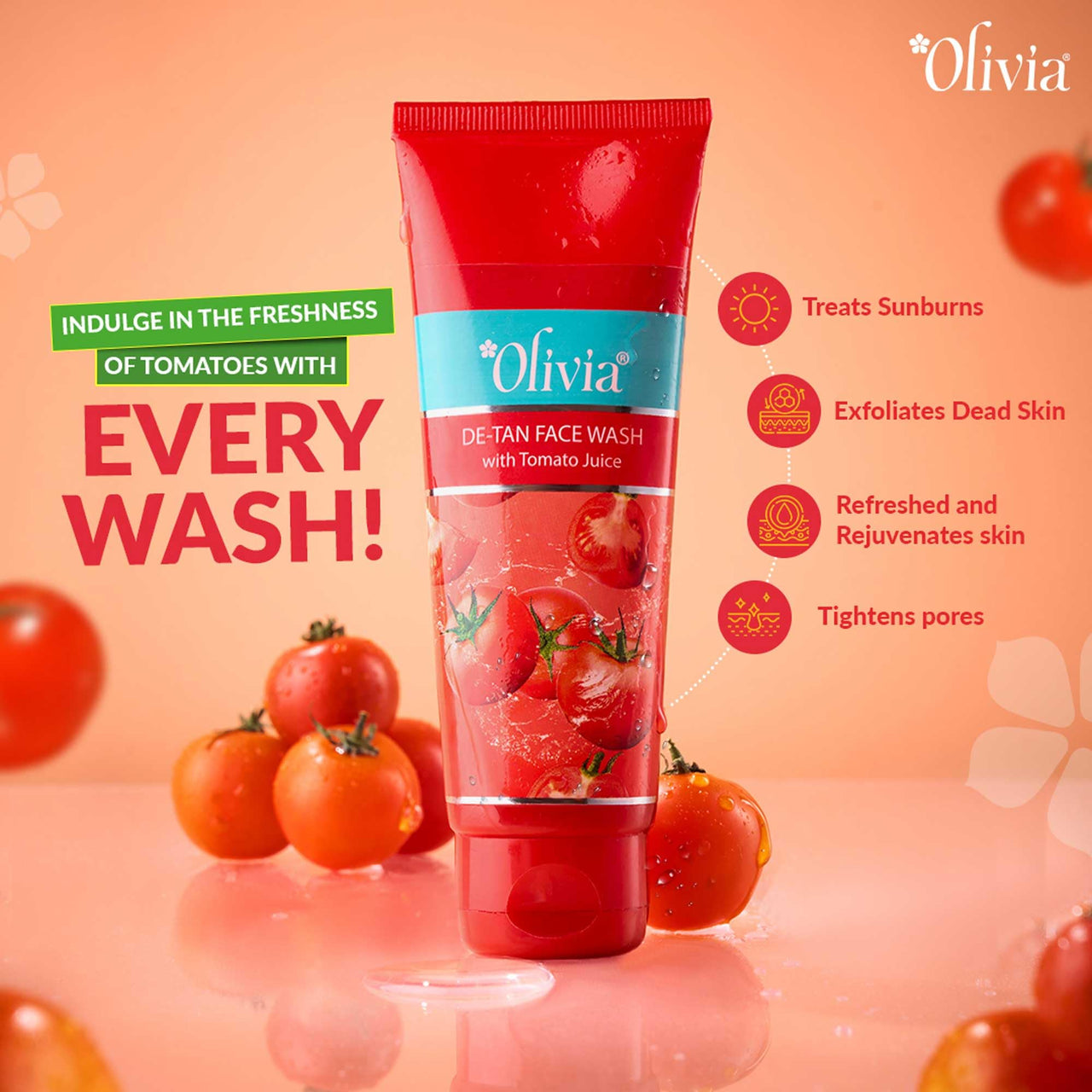 Olivia De-Tan Face Wash with Tomato Juice -50g