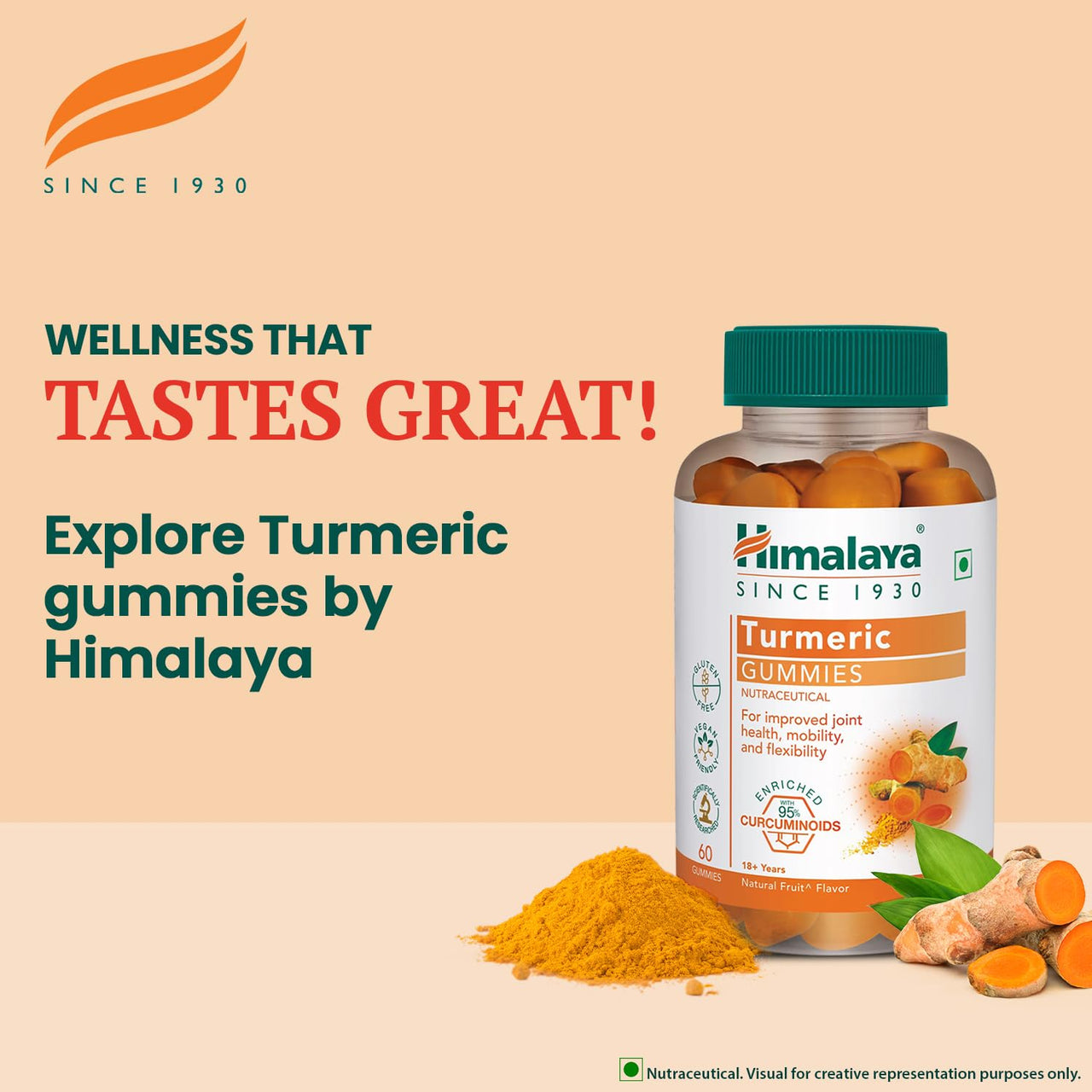 Himalaya Turmeric Gummies |Pack of 30 |95% Curcuminoids |Joint health, Antioxidant support |100% Veg