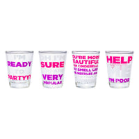 Silver Buffalo Bridesmaids Multi Quote 4-Pack Mini Glass Set, 1.5 Ounces