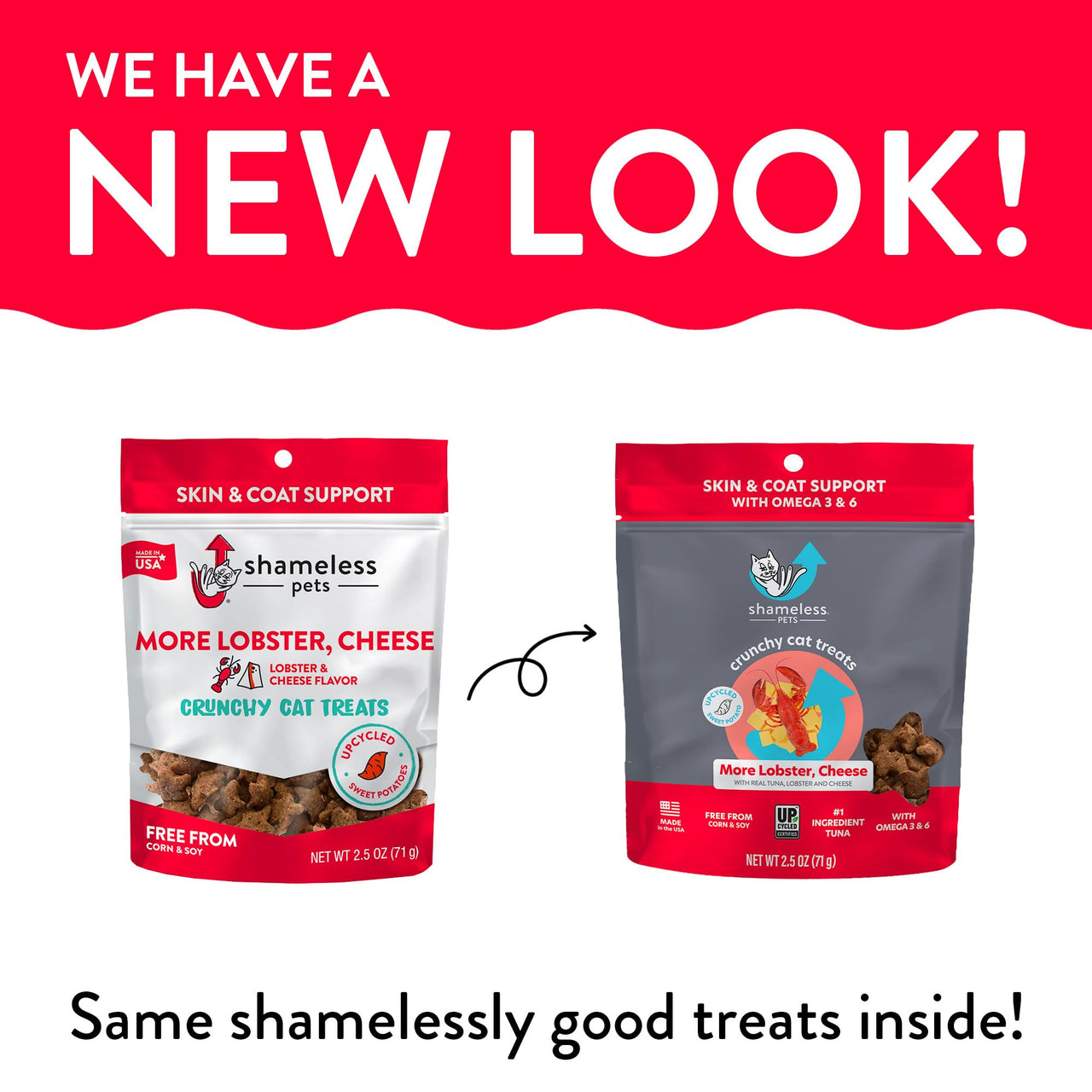 Shameless Pets Crunchy Cat Treats - with Digestive Support, Natural Ingredients Kitten Treats with Real Tuna, Healthy Flavored Feline Snacks - Lobster & Cheese, 3-Pk, Packaging May Vary More Lobster, Cheese 7.5 Ounce (Pack of 1)