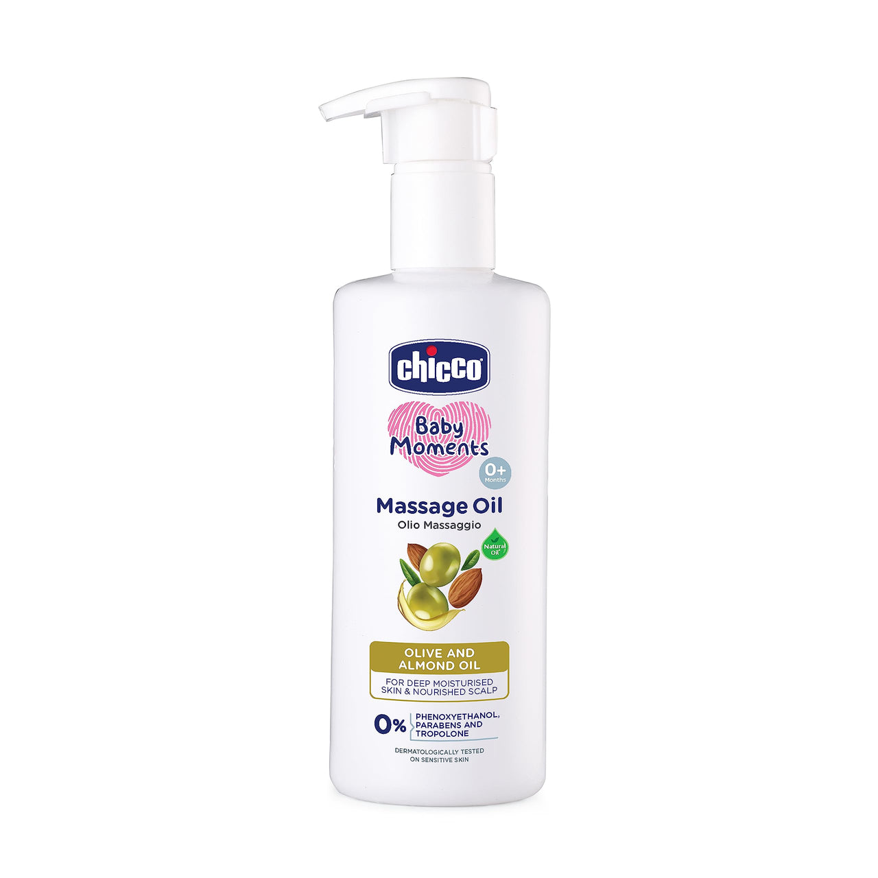 Chicco Baby Moments Massage Oil, New Advanced Non-sticky & Moisturizing Formula with Natural Ingredients to Prevent Dryness, Suitable for Baby’s Skin, Hair & Scalp, No Phenoxyethanol & Parabens (300ml)