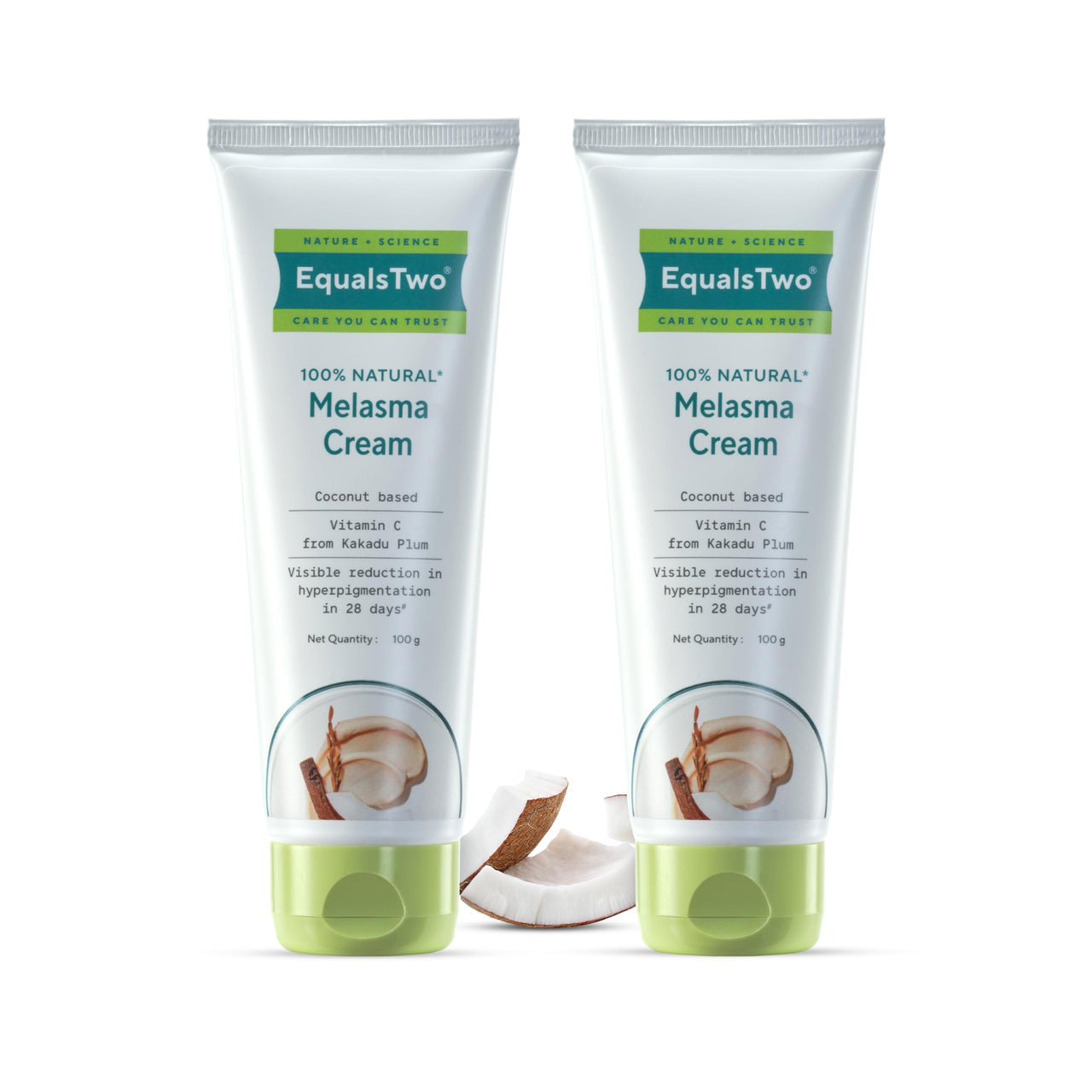 EQUALSTWO Natural Melasma Cream 100g, Pigmentation Removal Cream for Even Skin Tone, Dark Spot Removal Cream Enriched with Rice Barn, Kakadu Plum, Marshmellow & Licorice roots (Pack Of 2)