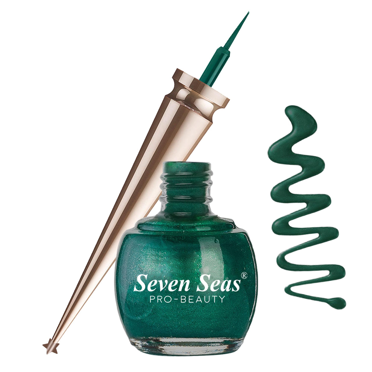 Seven Seas Liquid Color Eyeliner - 5ml | Waterproof | Smudgeproof | Long Lasting | Eyeliner for Women (Pearl Green, 5ml)