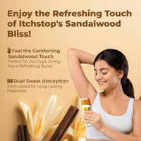 Itchstop® Prickly Heat Powder | Fast Cooling Relief from Prickly Heat, Rashes, Itching, Sunburn, Sweat, Excess Moisture, Body Odor, Skin Burning & Irritation | With Soothing Sandal | Keeps Skin Fresh, Dry & Free from Bacteria All Day | Fine-Textured Talc