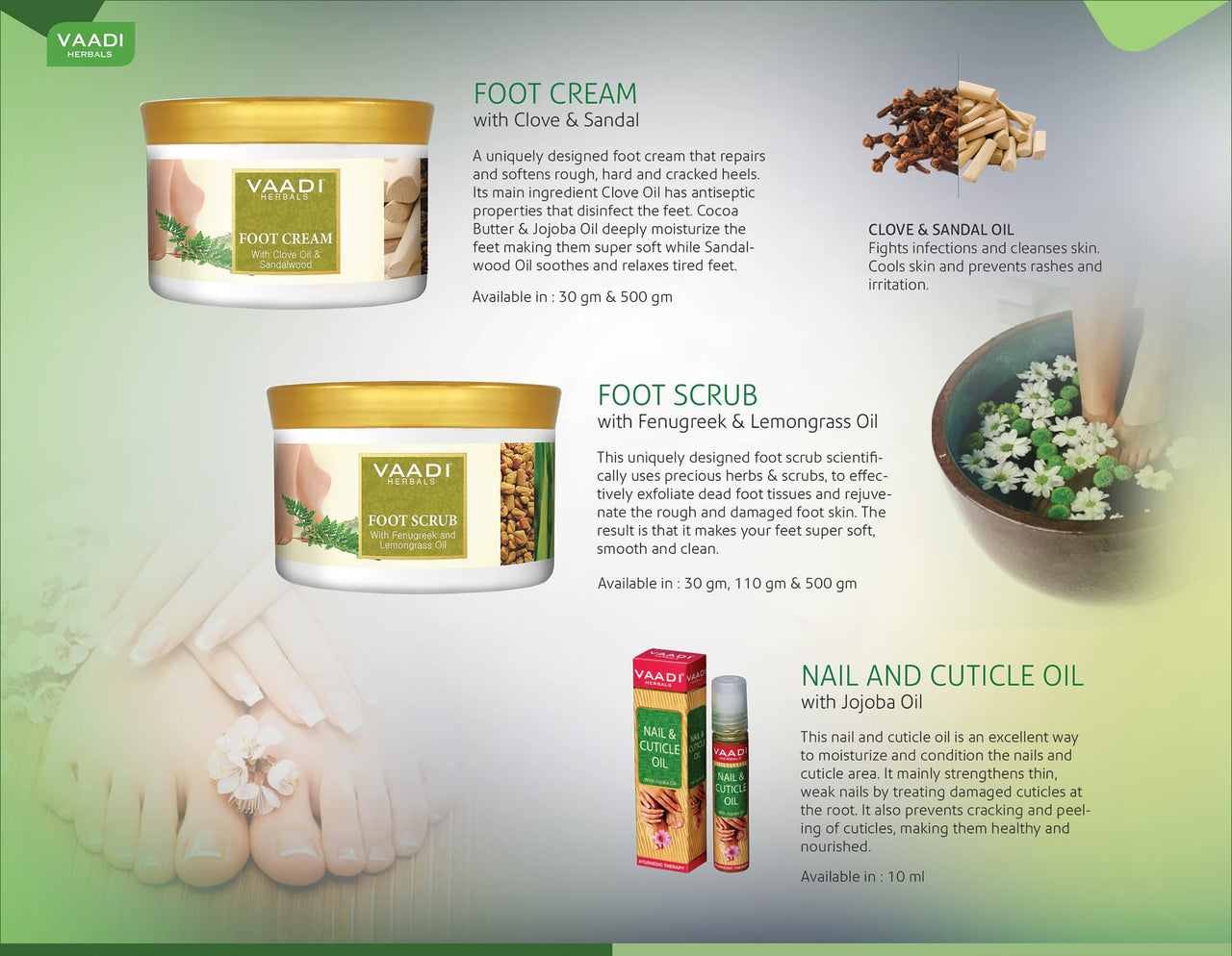 Vaadi Herbals Foot Scrub with Fenugreek and Lemongrass Oil, 110g