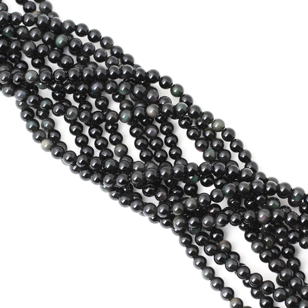 CHEAVIAN 60PCS 6mm Natural Black Obsidian Gemstone Round Loose Beads Crystal Energy Stone Healing Power for DIY Jewelry Making 1 Strand 15"