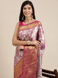 Pandadi Saree Women's  Arasi Soft Tissue Banarasi Silk Dharmavaram Pattu Saree With Unstiched Blouse Piece