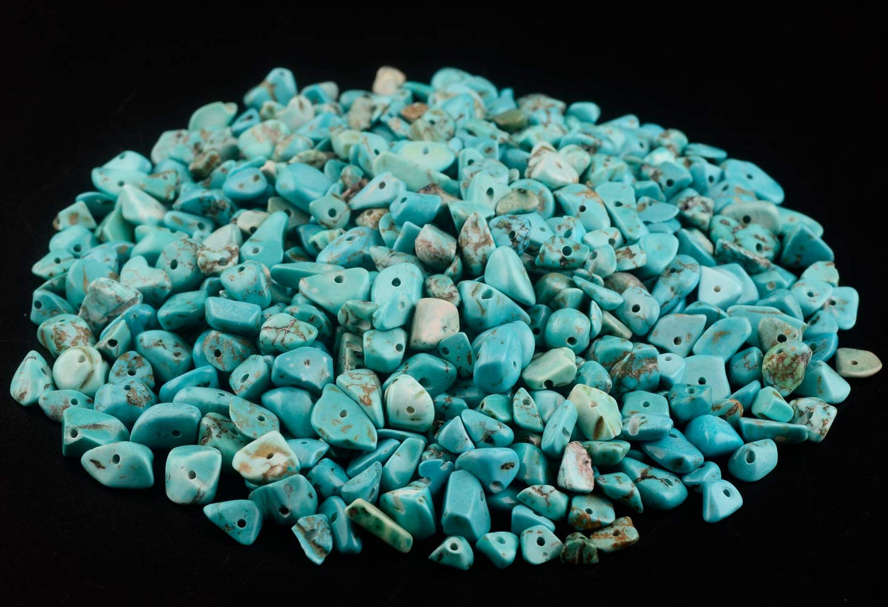 Chip Stone Beads Turquoise 5-8mm About 400 Pieces Irregular Gemstones Healing Crystal Loose Rocks Bead Hole Drilled DIY for Bracelet Jewelry Making Crafting (5-8mm, Turquoise)