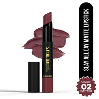 Hilary Rhoda Slay All Day Matte Lipstick | Transfer-proof & Smudge-proof | Long-Lasting & Premium Creamy Lipstick | Waterproof & Vibrant Colour lipstick | 2.6g (Dusty Rose - Shade 02)
