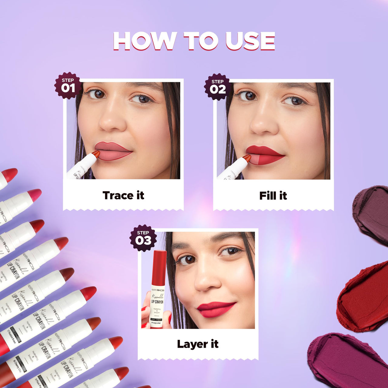 Hilary Rhoda Kissable Lip Crayon |12-Hour Stay | Highly Pigmented Matte Finish | Smudge-Proof & Transfer proof Lipstick | Retractable Lip Crayon | 3.5g - (Earthy Brown | Shade 06)