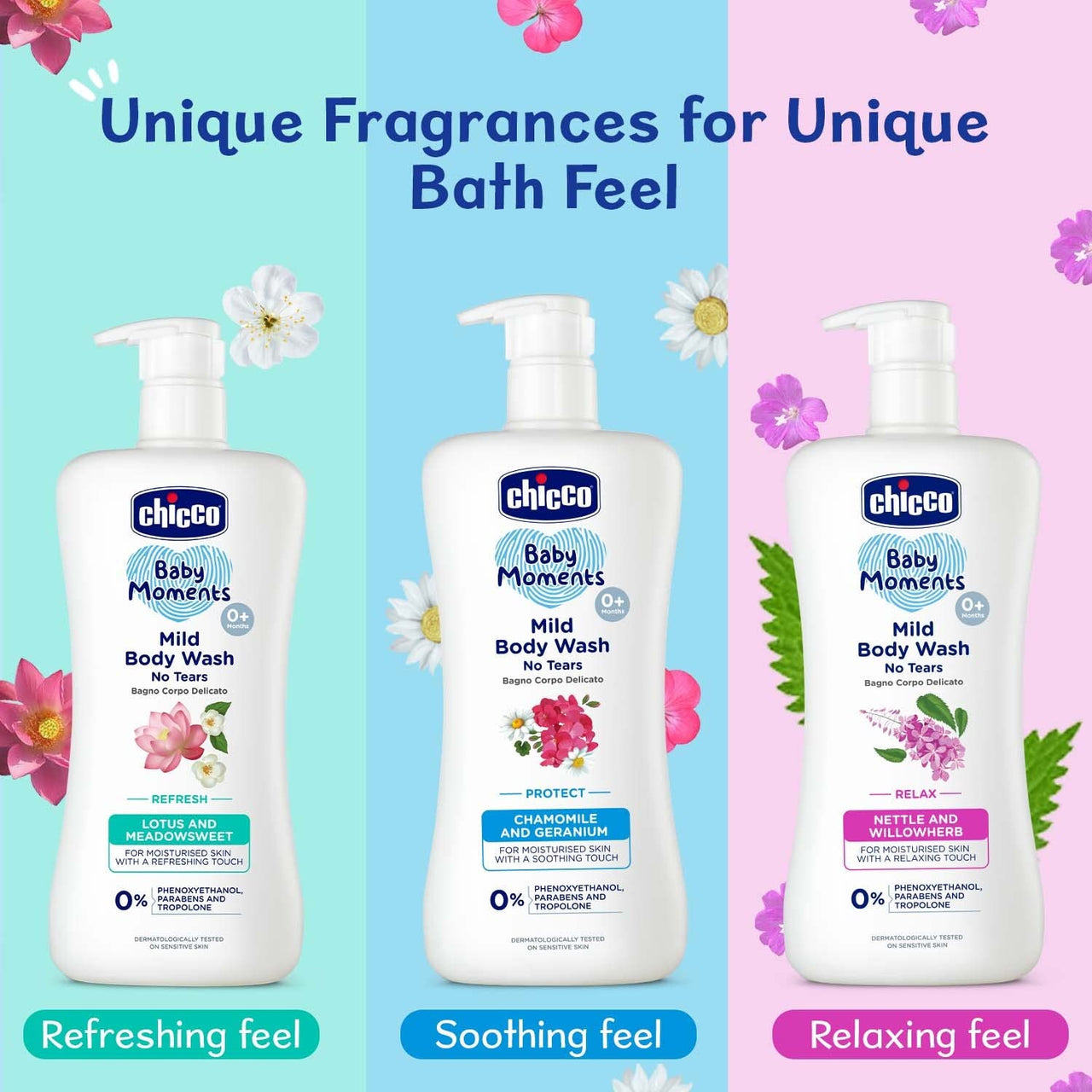 Chicco Baby Moments Mild Body Wash Refresh, New Advanced Formula with Natural Ingredients, No Tears & Soap-Free, Mild formula for Baby’s Body wash, No Phenoxyethanol and Parabens (200ml)