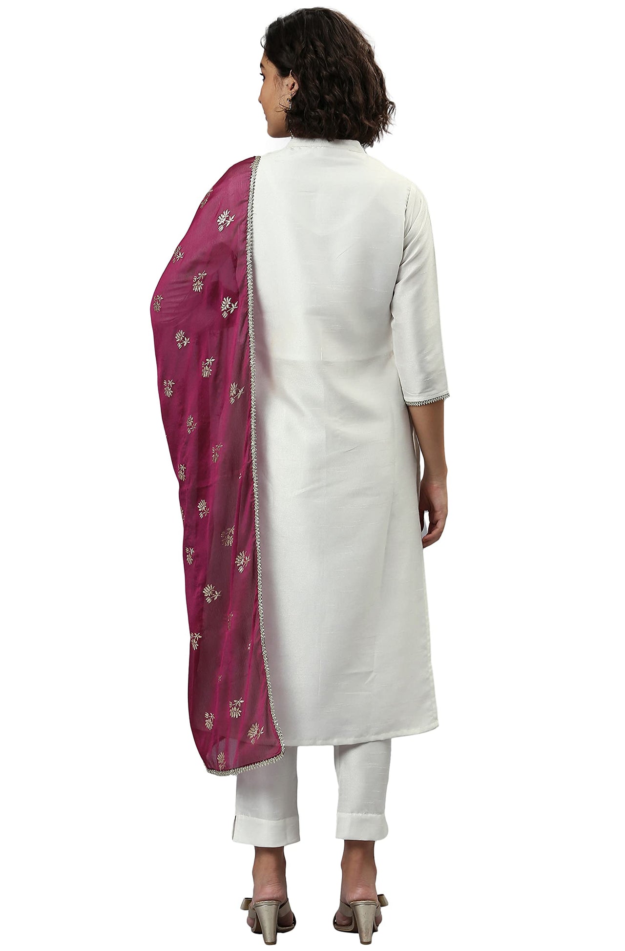 Janasya Women's  Poly Silk Kurta With Pant And Dupatta