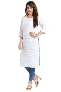 QUEEN SHIELD Women Cotton Kurta XL White