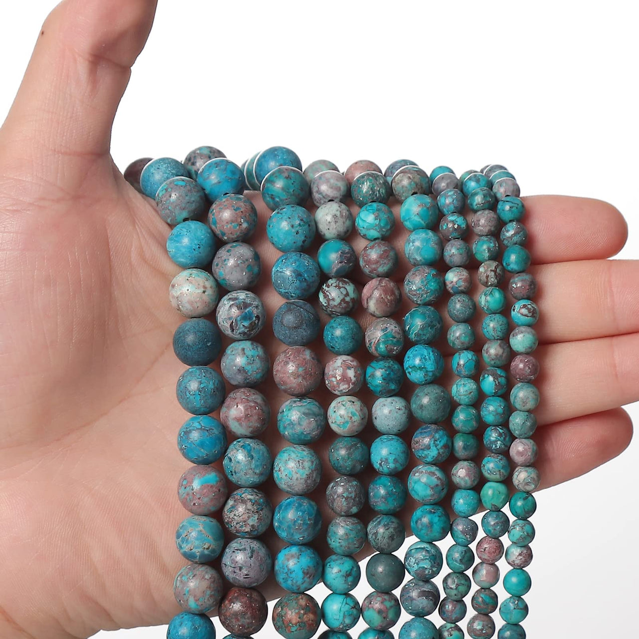 35pcs 10mm Natural Stone Beads American Turquoise Beads Energy Crystal Healing Power Gemstone for Jewelry Making, DIY Bracelet Necklace